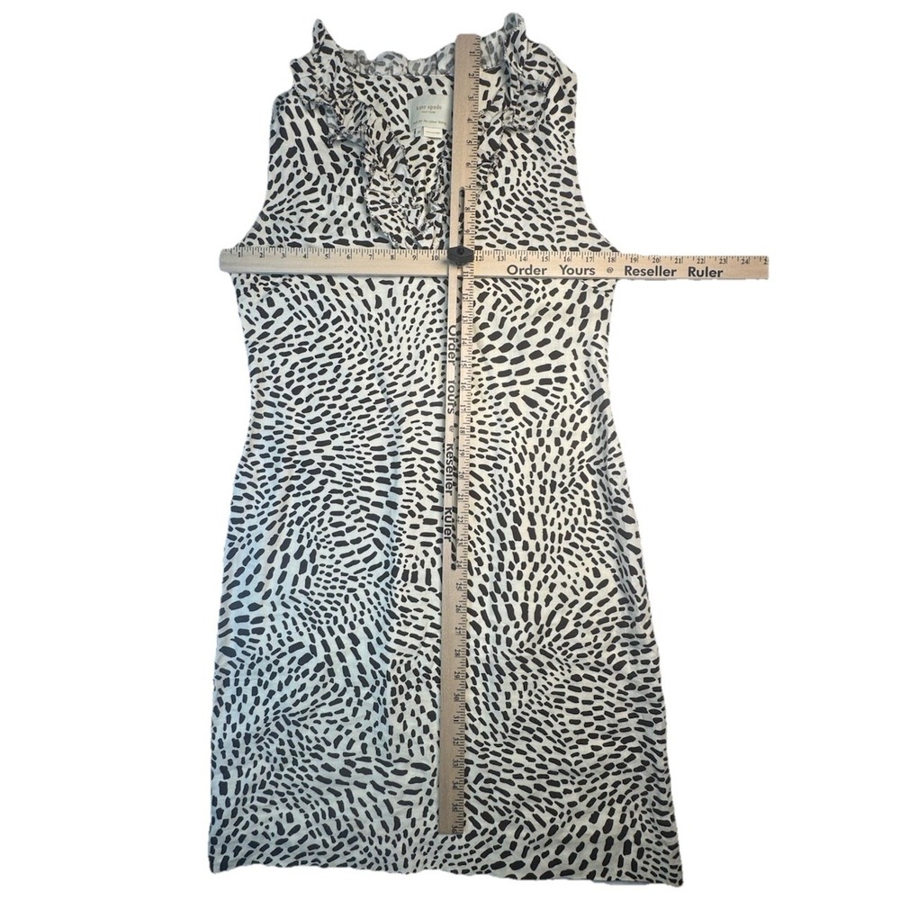 Kate Spade NY Med Abstract Animal‎ Spot Print Sleeveless Ruffle Neck Lined Dress - Picture 6 of 6